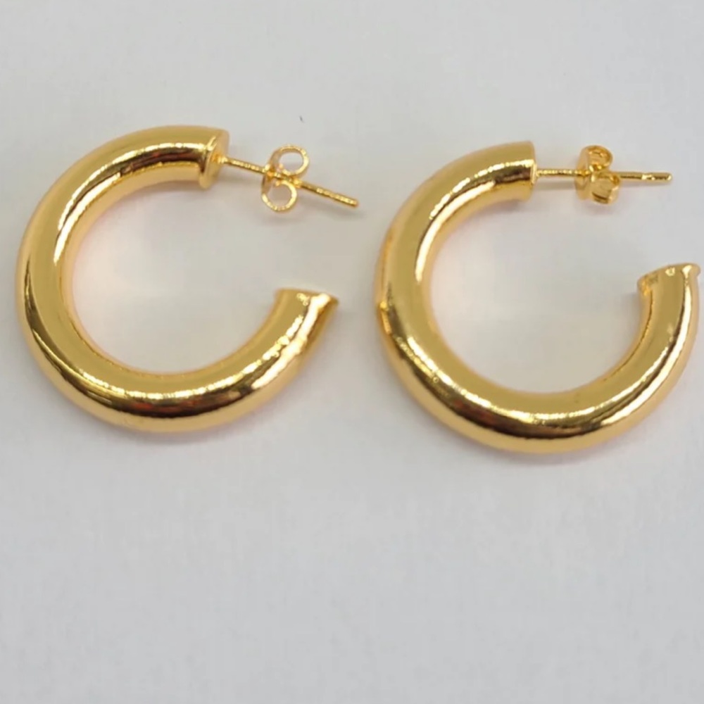 Half Hoop Earrings 18k Gold Overlay